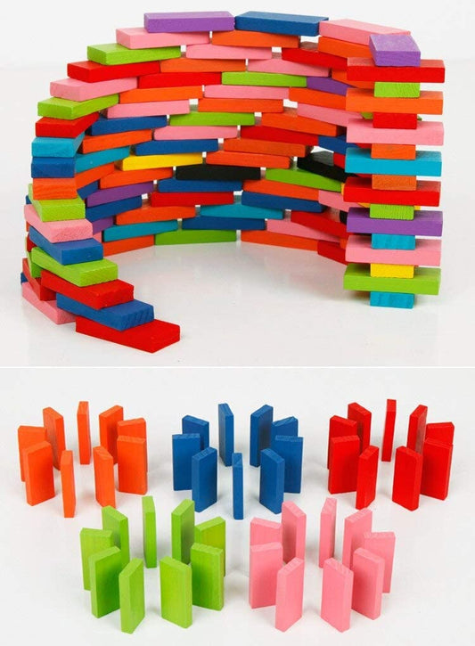Colorful Wooden Domino Block Set 72 PCS