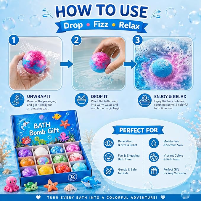 BATH BOMB WITH RANDOM SURPRISE TOY (1 bomb)
