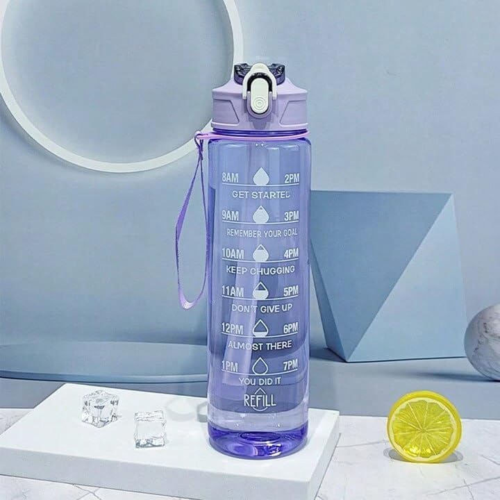 Transparent Motivational Water Bottle (900 ML)