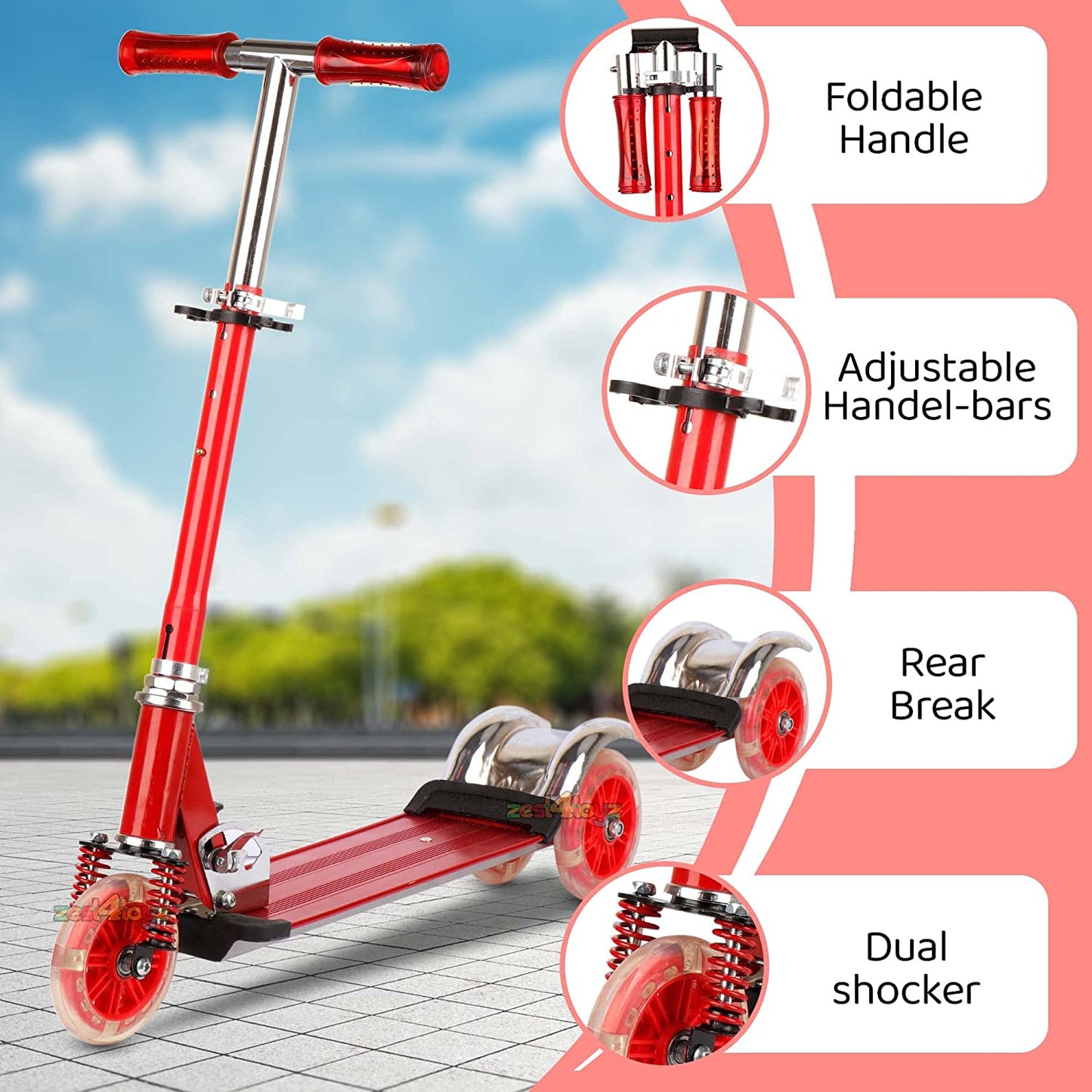 KIDS SCOOTER ONE STEP RED