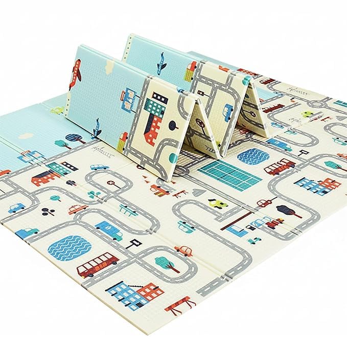 Extra Large Reversible Baby Play Mat | BPA-Free Foam Crawling Mat | Waterproof & Foldable | Tummy Time & Floor Play Mat (195.5 × 147 cm | 0.6 cm Thick)