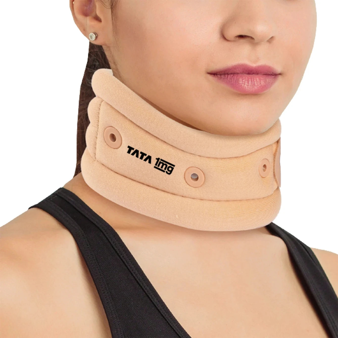 TATA 1mg Cervical Collar | Soft Neck Support for Cervical Pain, Neck Strain & Recovery | Adjustable Neck Brace (Beige)