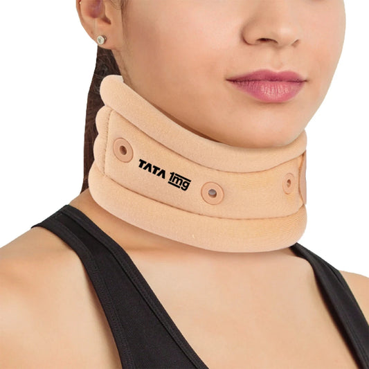 TATA 1mg Cervical Collar | Soft Neck Support for Cervical Pain, Neck Strain & Recovery | Adjustable Neck Brace (Beige)