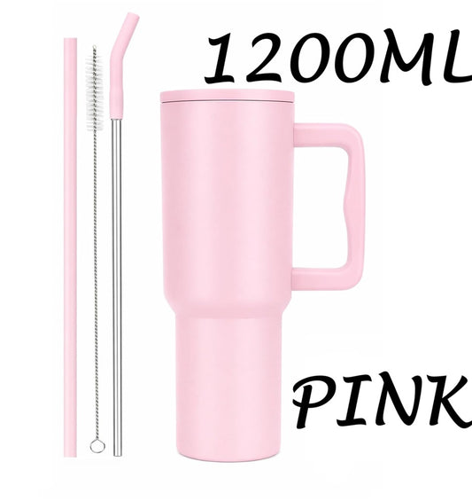 1200 ML HEAVY DUTY TUMBLER WITH STRAW ( PINK)