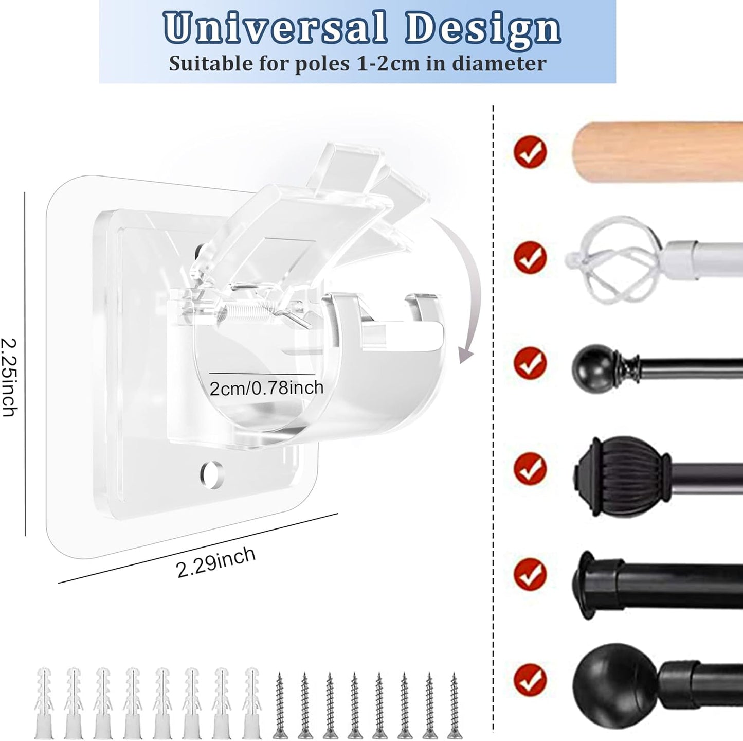 Curtain  Wall Hook Sticker  (2 Pis)