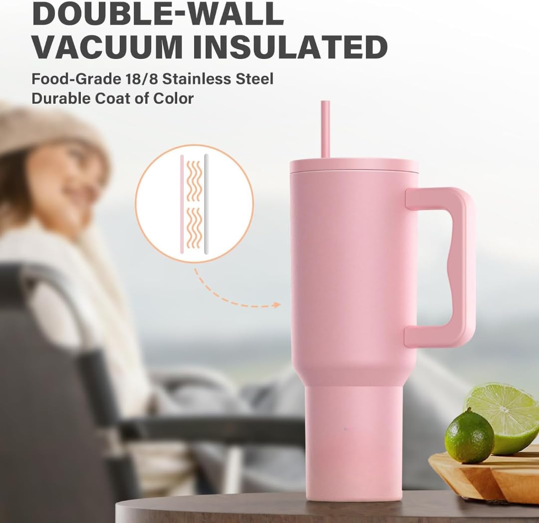 1200 ML HEAVY DUTY TUMBLER WITH STRAW ( PINK)