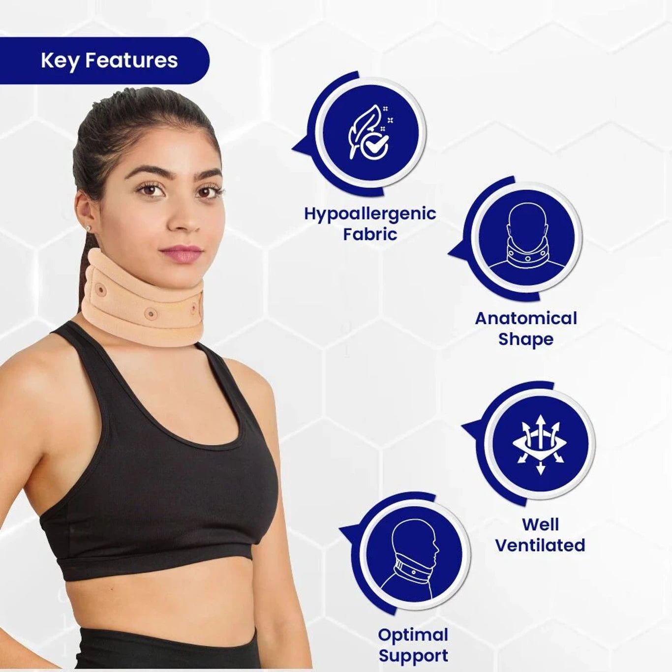 TATA 1mg Cervical Collar | Soft Neck Support for Cervical Pain, Neck Strain & Recovery | Adjustable Neck Brace (Beige)