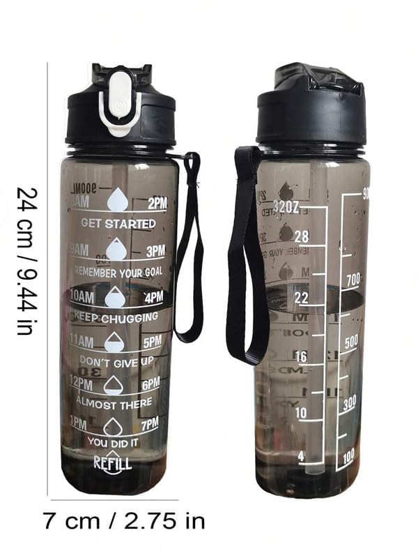 Transparent Motivational Water Bottle (900 ML)