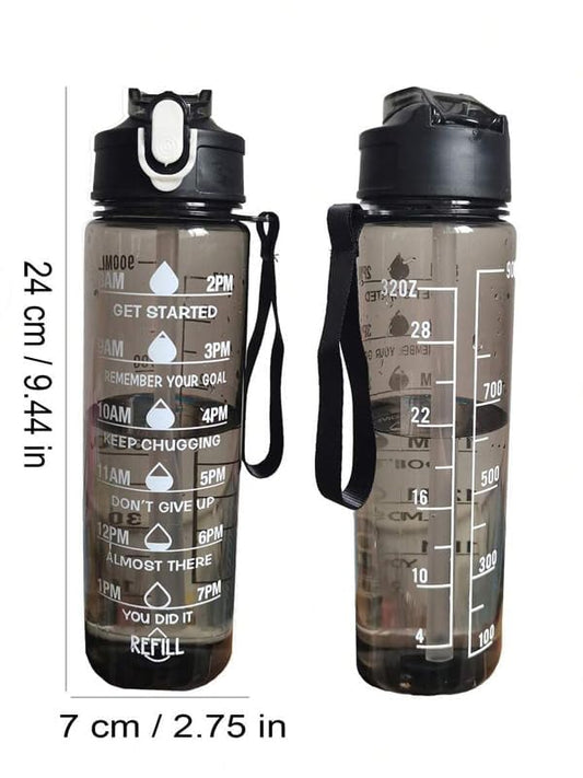 Transparent Motivational Water Bottle (900 ML)