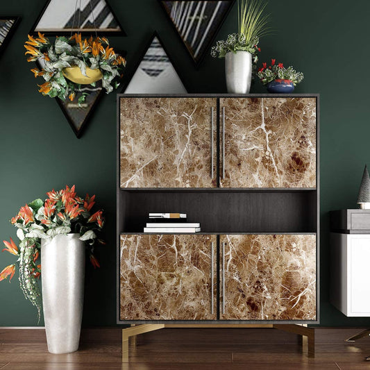 Brown Marble Aluminum Foil Kitchen Sticker Paper(60*200CM)