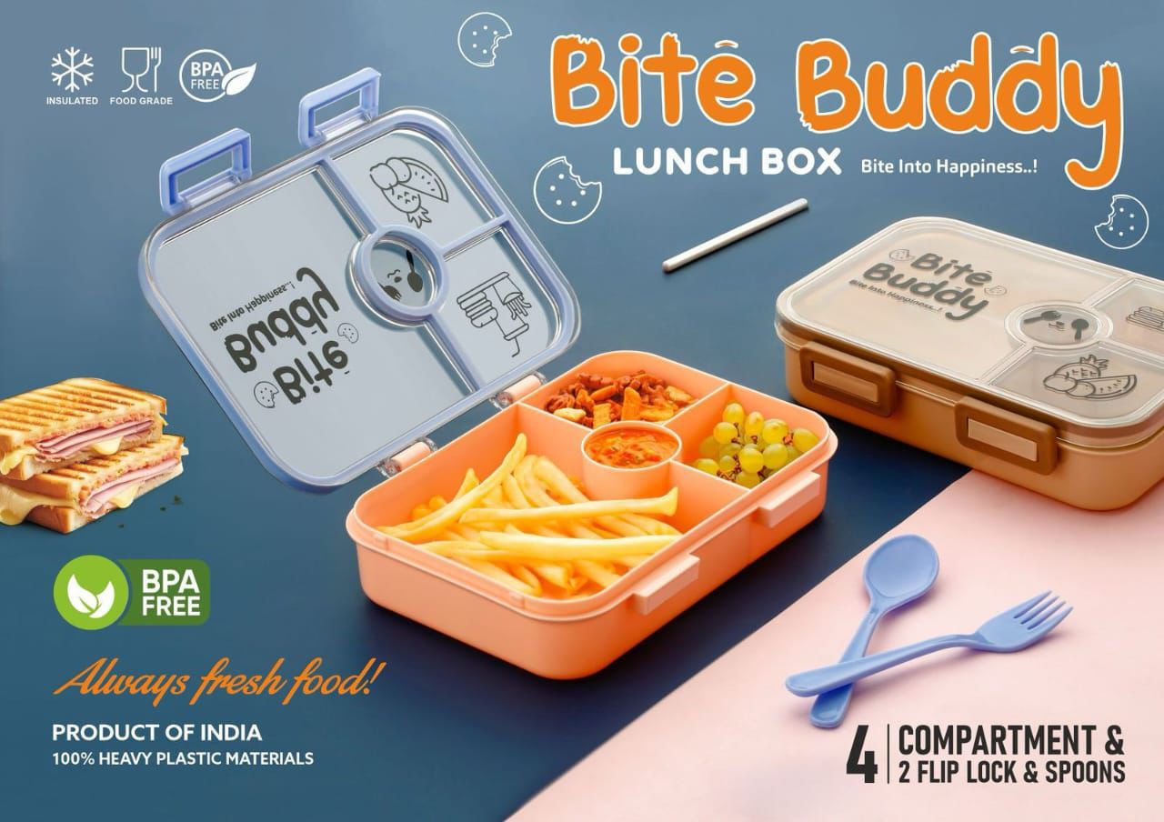 Bite Buddy 4-Compartment Lunch Box WITH BOTTLE