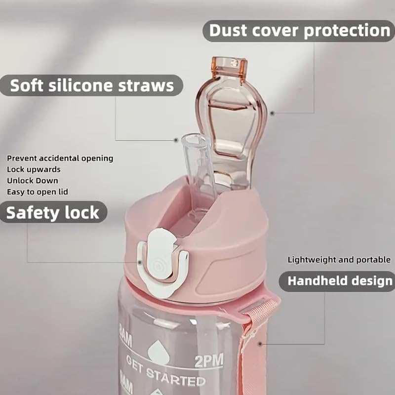 Transparent Motivational Water Bottle (900 ML)
