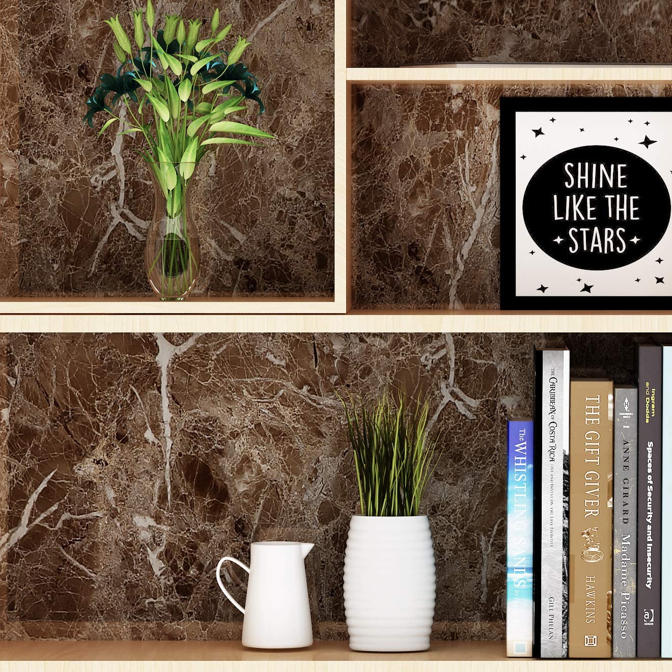 Brown Marble Aluminum Foil Kitchen Sticker Paper(60*200CM)