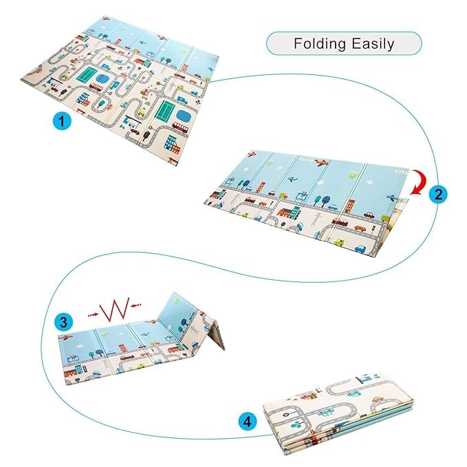 Extra Large Reversible Baby Play Mat | BPA-Free Foam Crawling Mat | Waterproof & Foldable | Tummy Time & Floor Play Mat (195.5 × 147 cm | 0.6 cm Thick)