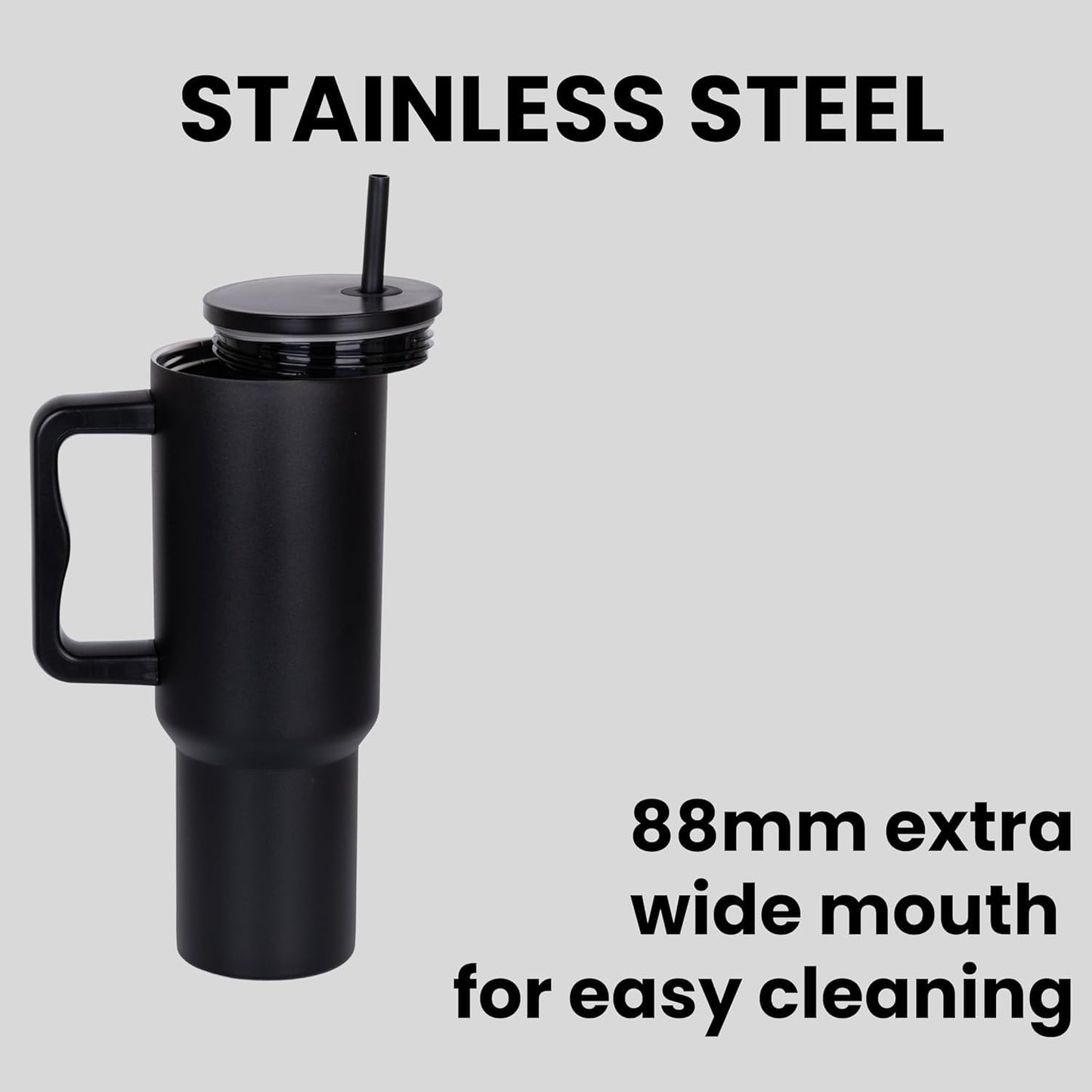 1200 ML HEAVY DUTY TUMBLER WITH STRAW ( BLACK)