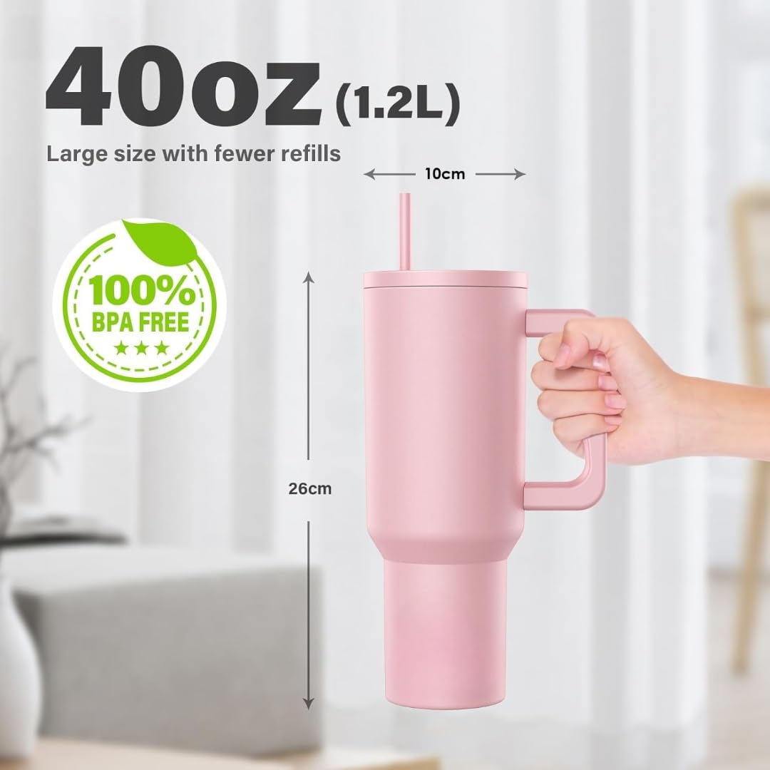 1200 ML HEAVY DUTY TUMBLER WITH STRAW ( PINK)