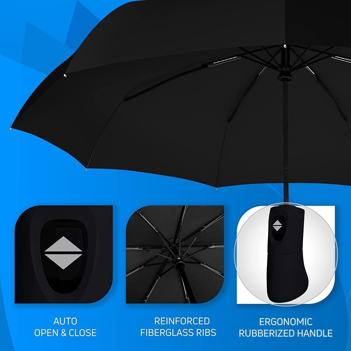 AUTOMATIC OPEN CLOSE UMBRELLA BLACK