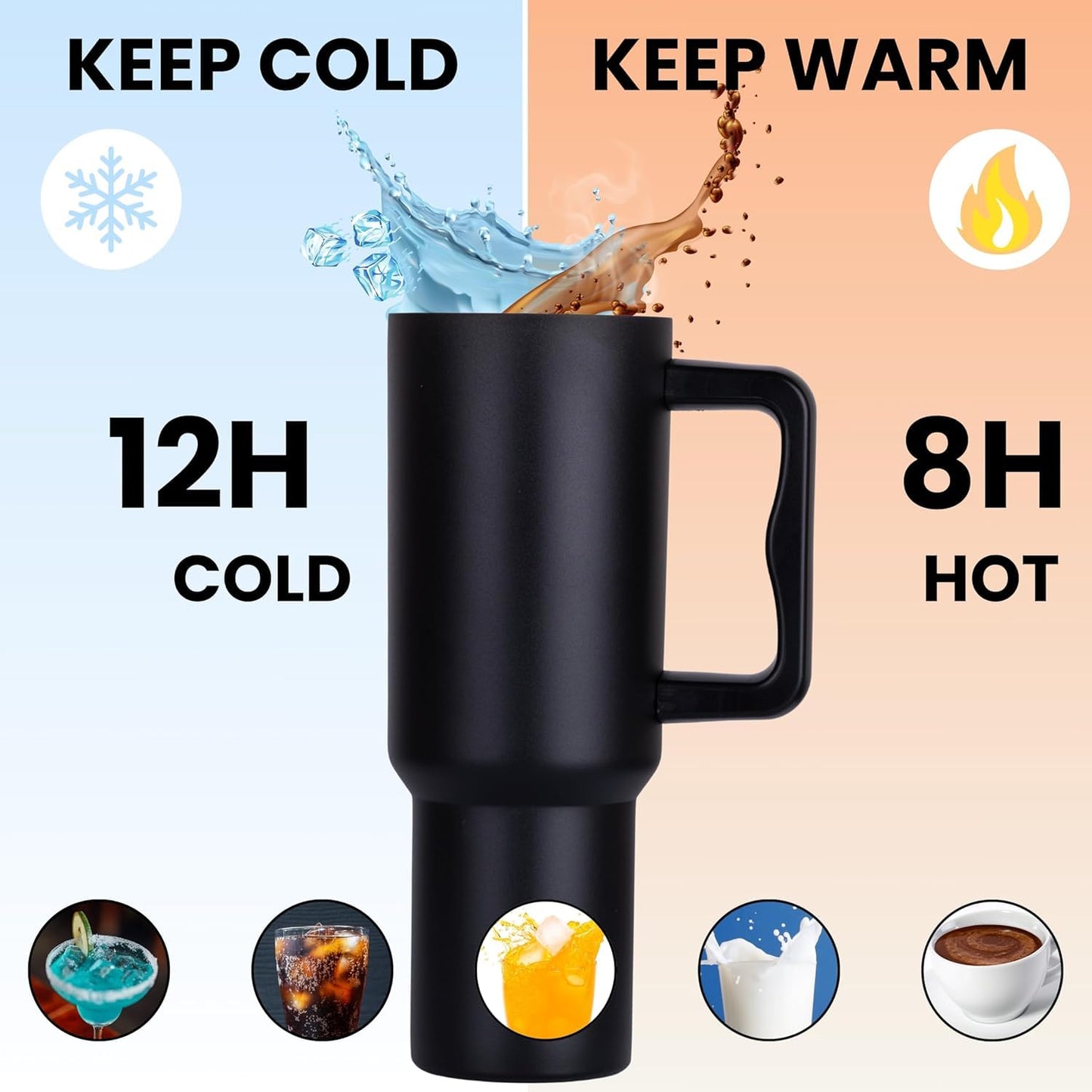 1200 ML HEAVY DUTY TUMBLER WITH STRAW ( BLACK)