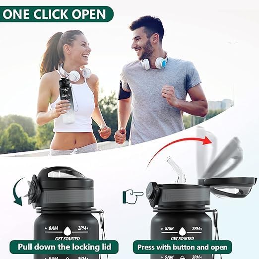 Transparent Motivational Water Bottle (900 ML)