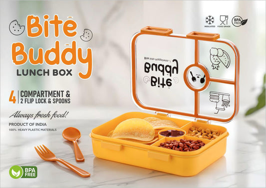 Bite Buddy 4-Compartment Lunch Box WITH BOTTLE