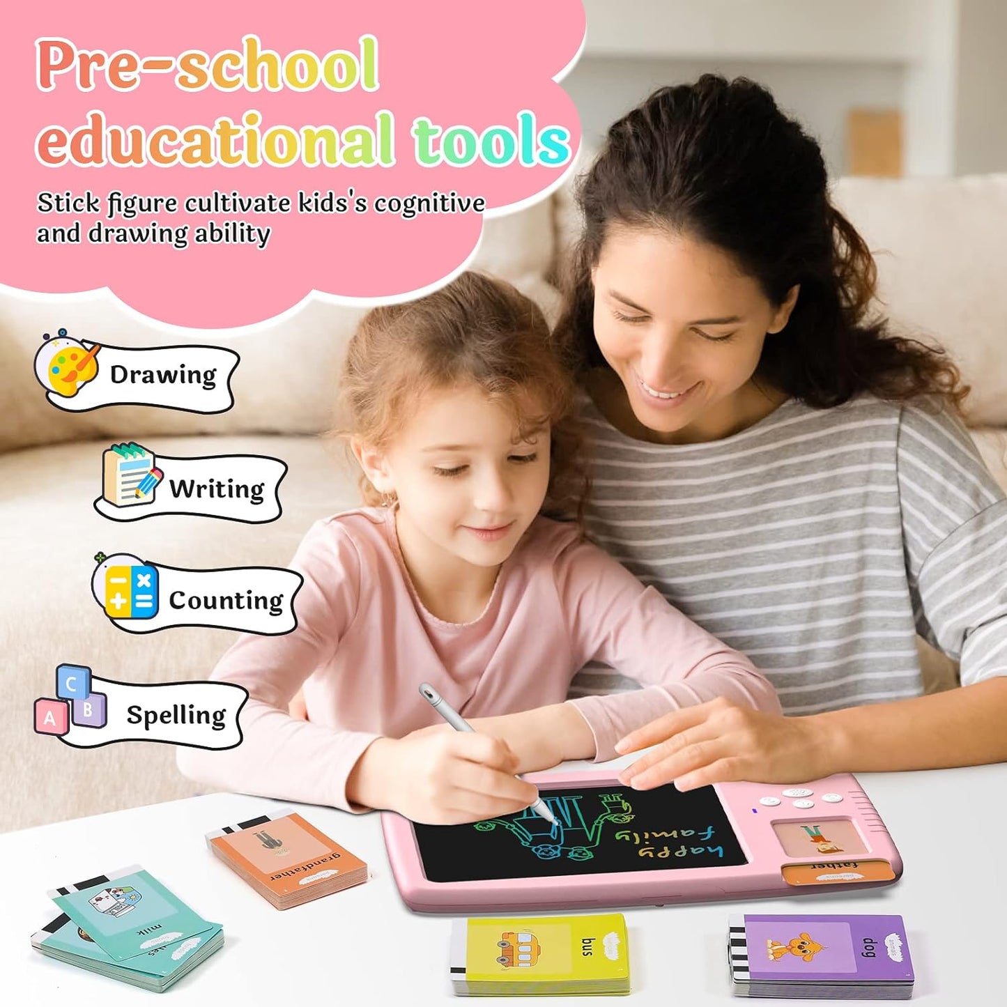 2 in 1 Talking Flash Card with Writing Tablet