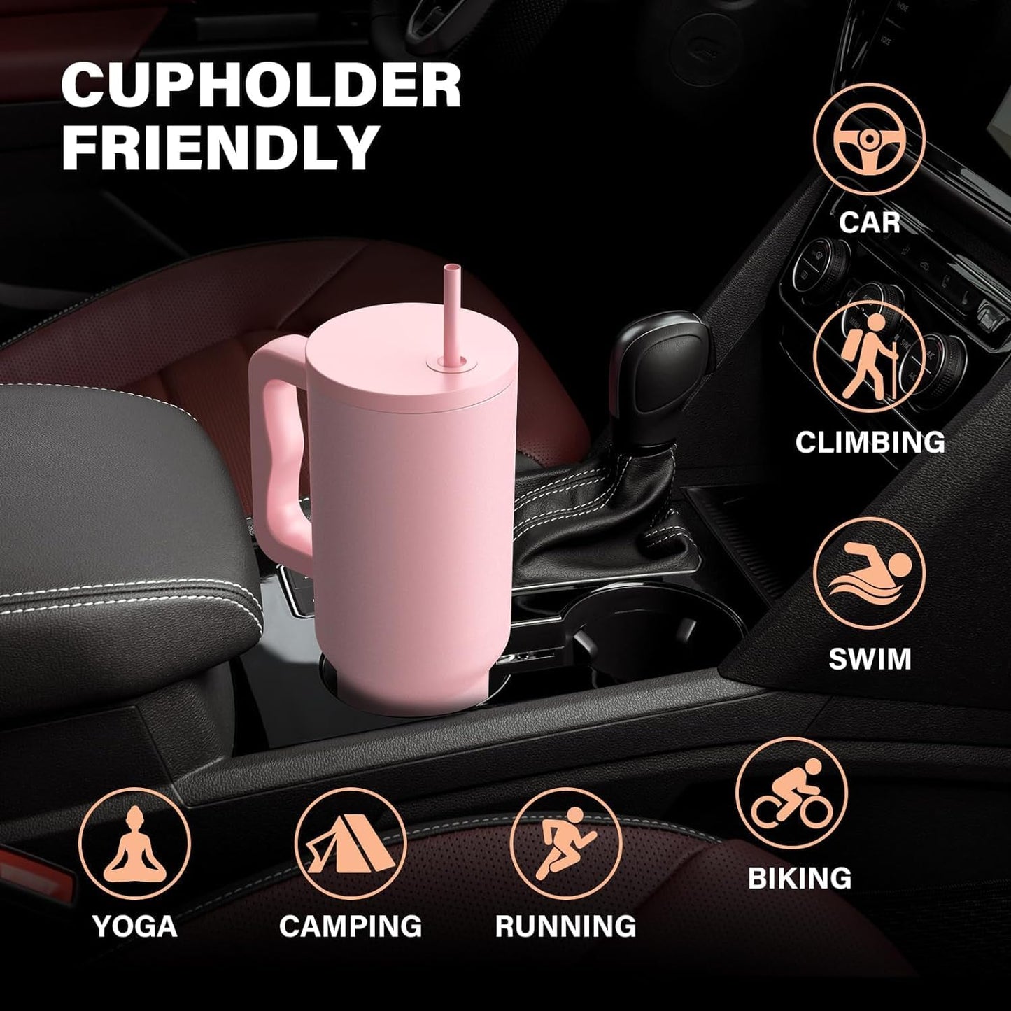 1200 ML HEAVY DUTY TUMBLER WITH STRAW ( PINK)