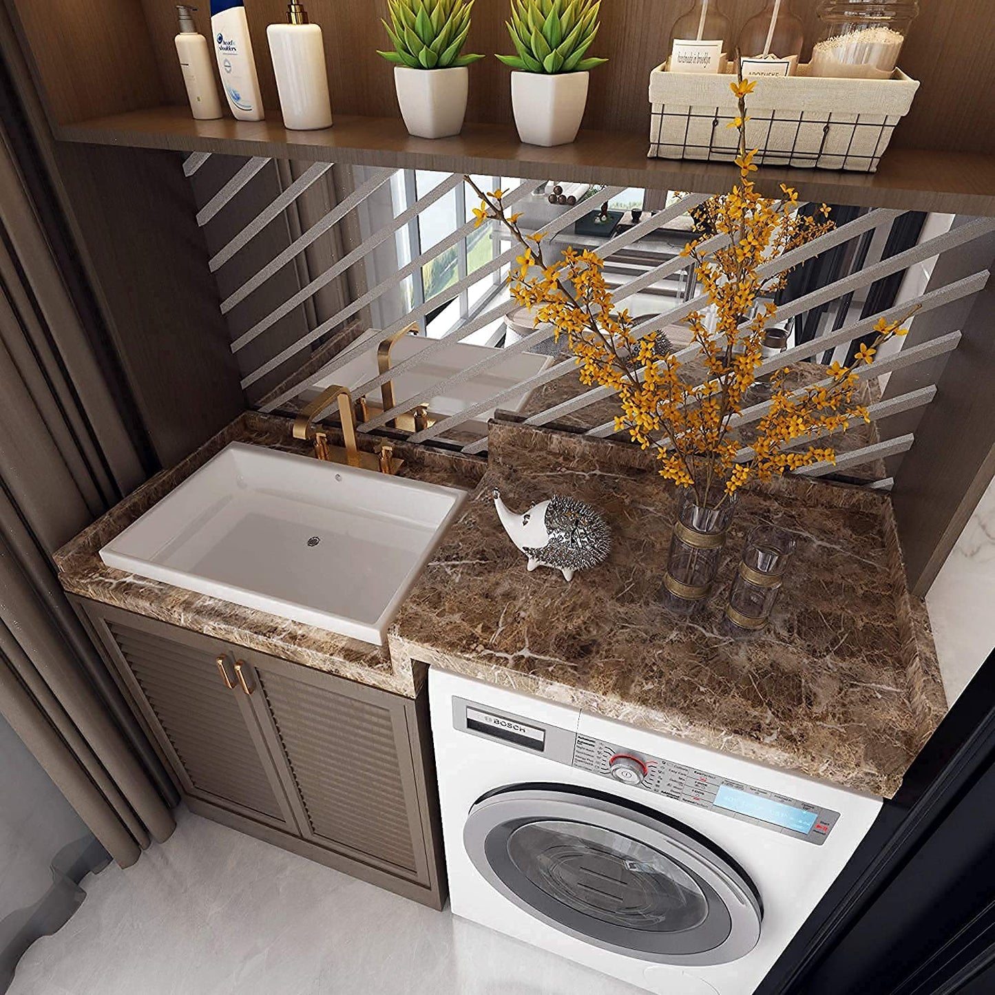 Brown Marble Aluminum Foil Kitchen Sticker Paper(60*200CM)