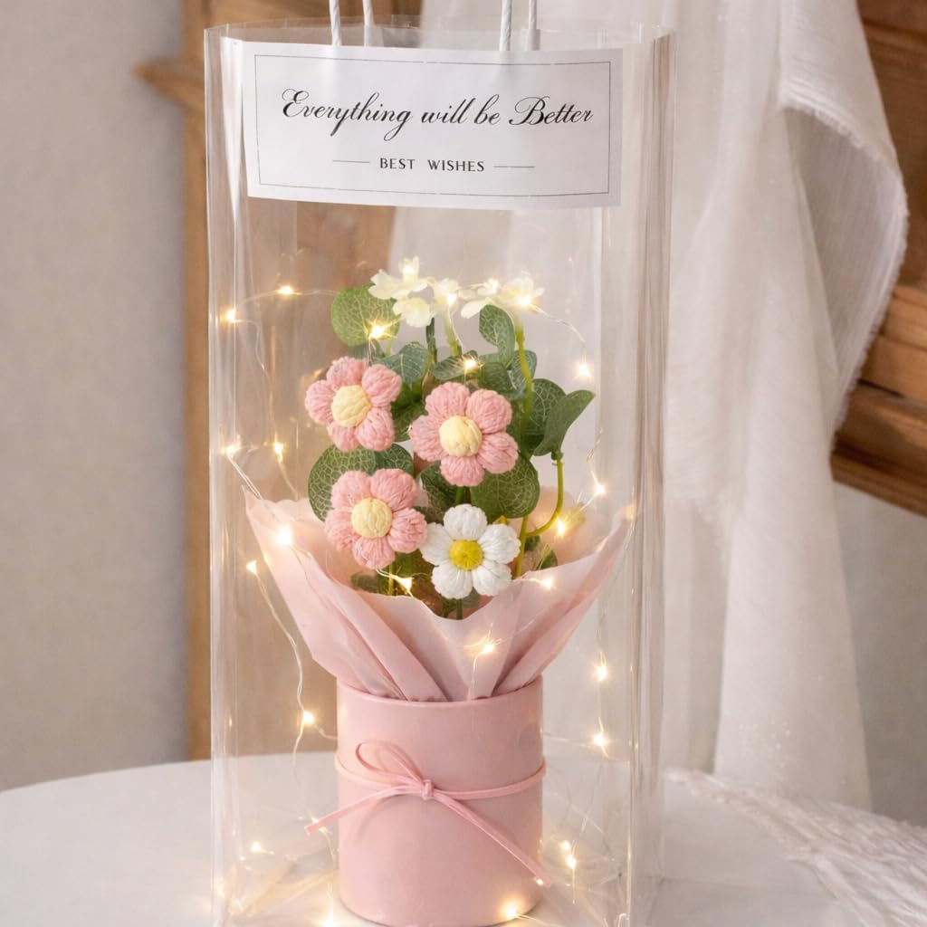 Artificial Crochet Flower Bouquet with LED Light