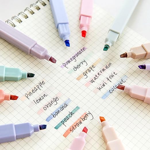 12Pcs Aesthetic Cute Highlighters