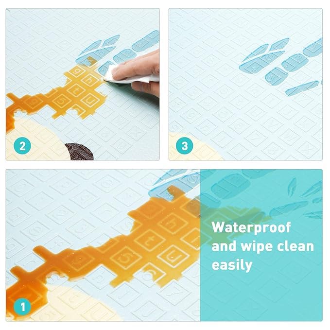 Extra Large Reversible Baby Play Mat | BPA-Free Foam Crawling Mat | Waterproof & Foldable | Tummy Time & Floor Play Mat (195.5 × 147 cm | 0.6 cm Thick)