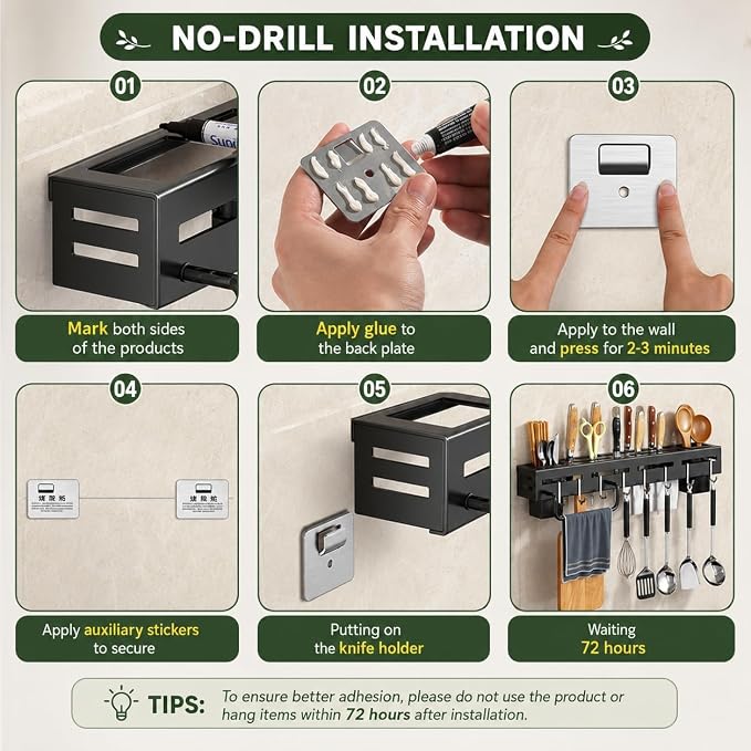 Kitchen Shelf Wall Mount Knife Holder