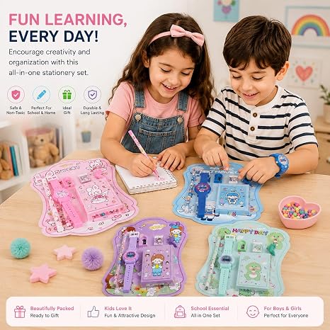 Cute Stationery Gift Set With Wrist Watch