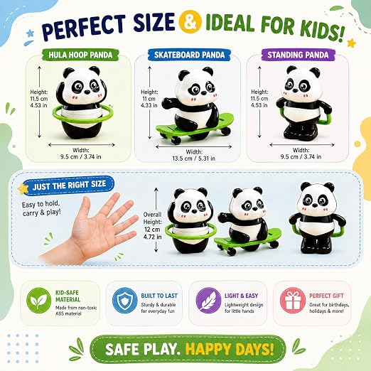 Cute Panda Action Toy Set ( 3 PCS)