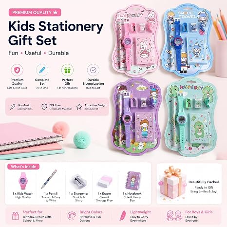 Cute Stationery Gift Set With Wrist Watch
