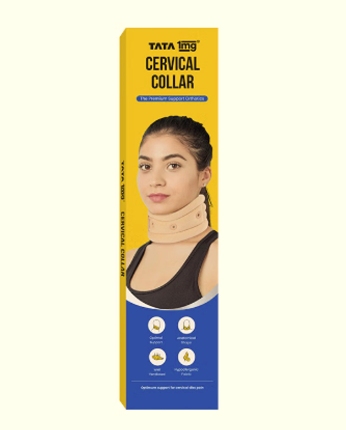 TATA 1mg Cervical Collar | Soft Neck Support for Cervical Pain, Neck Strain & Recovery | Adjustable Neck Brace (Beige)