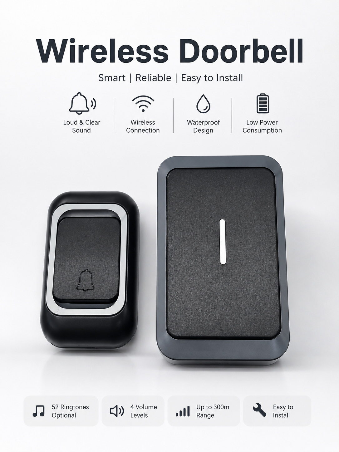 WIRLESS DOOR BELL ( GREY LINE )