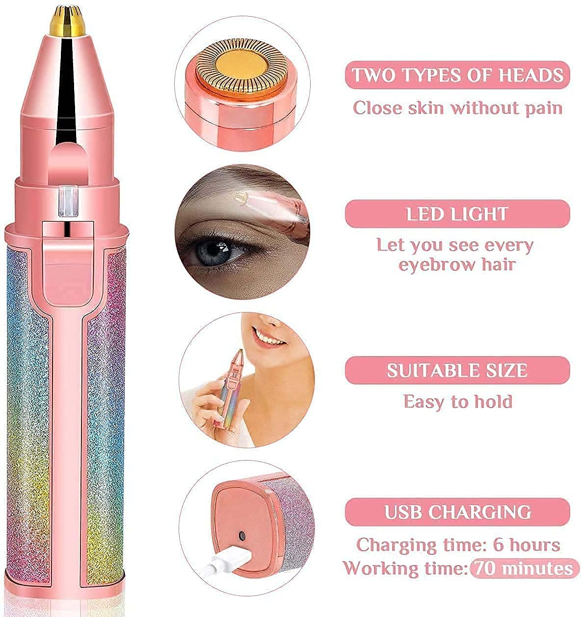 2 IN 1 USB FLAWLESS TRIMMER RAINBOW