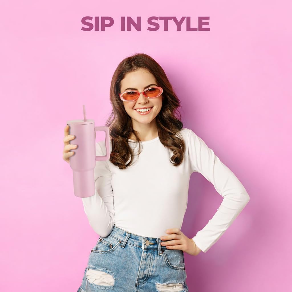 1200 ML HEAVY DUTY TUMBLER WITH STRAW ( PINK)