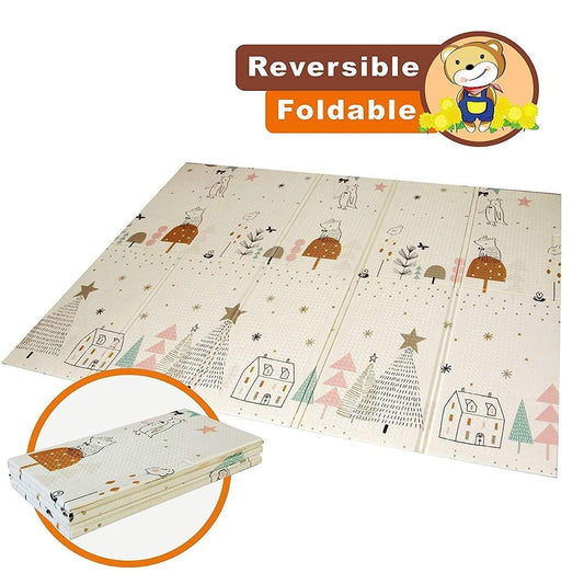 Extra Large Reversible Baby Play Mat | BPA-Free Foam Crawling Mat | Waterproof & Foldable | Tummy Time & Floor Play Mat (195.5 × 147 cm | 0.6 cm Thick)