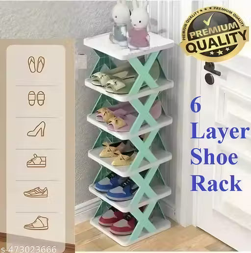 6 Layer shoes rack for home plastic | Foldable shoe rack