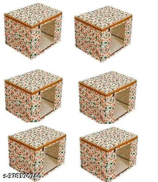 PACK OF 6 | Non-Woven Printed Saree Cover/Cloth Storage/Organizer with Transpare